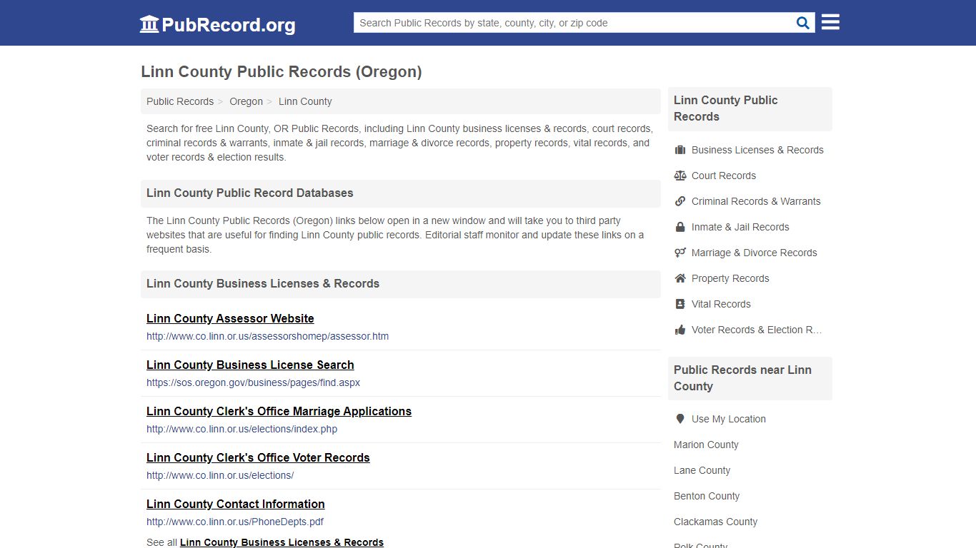 Free Linn County Public Records (Oregon Public Records) - PubRecord.org